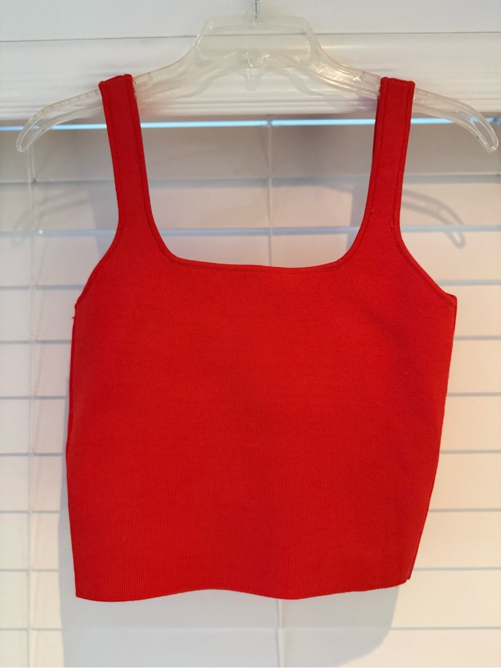 Women’s Red Ribbed Tank Top - Picture 2 of 3